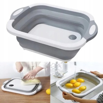 СКЛАДНАЯ СИЛИКОНОВАЯ ЧАША СО СЛИВОМ, МОЙКА