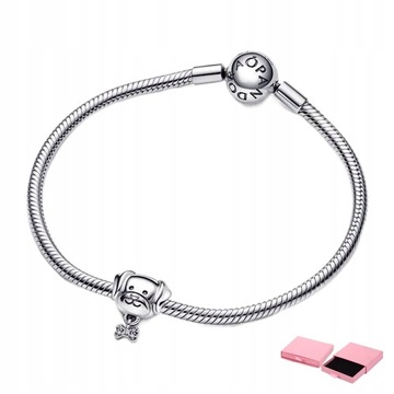 925 SREBRO Charms Pies i kość Bransoletka