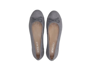 Балетки Ryłko P1MZ4, кожа серого цвета, бархат, размер 39