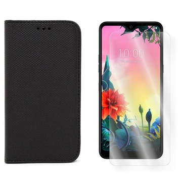Etui Smart Magnet do LG K50S X540 czarne +SZKŁO Case Pokrowiec