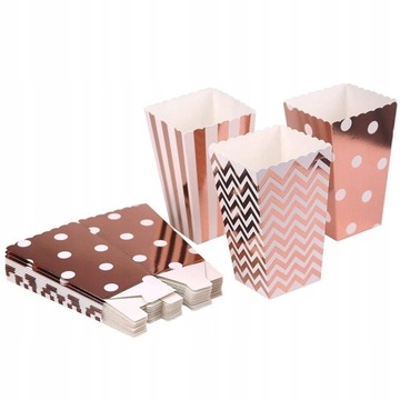 6PCS Rose Gold Paper Popcorn Party Popcorn Boxes