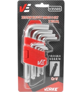 НАБОР ШЕСТИГРАННЫХ КЛЮЧЕЙ 1,5-10 ШЕСТИГРАННЫХ КЛЮЧЕЙ С ШАРИКОМ