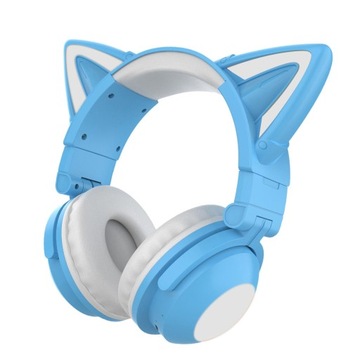 Świecące zestawy słuchawkowe Bluetooth z uszami kota. Słuchawki