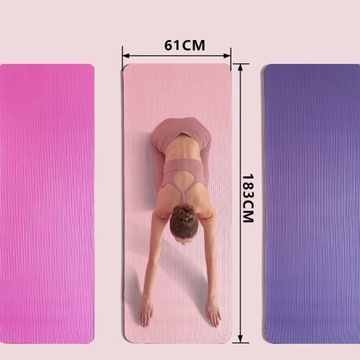 Niebieska mata gimnastyczna do ćwiczeń joga pilates fitness etui pasek