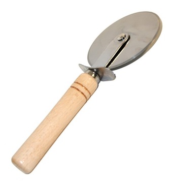 KÓŁKO DO PIZZY Z DREWNIANĄ RĄCZKĄ NOŻYK NÓŻ STAL KRAJALNICA 19cm