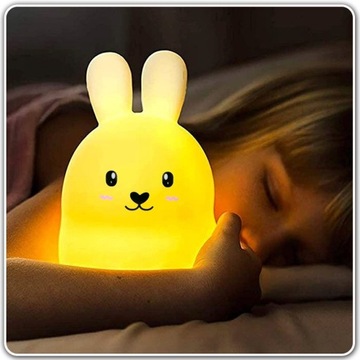 Ночник SOFT RABBIT для детей, цветной СИЛИКОНОВЫЙ RGB светодиод + ПУЛЬТ ПУЛЬТА