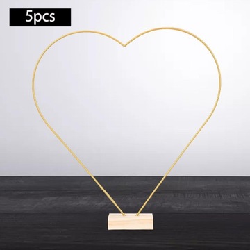 5x Metalowe obręcze w kwiaty Złote pierścionki w kształcie obręczy Art Macrame Ręcznie robione serce Wysokość 20 cm