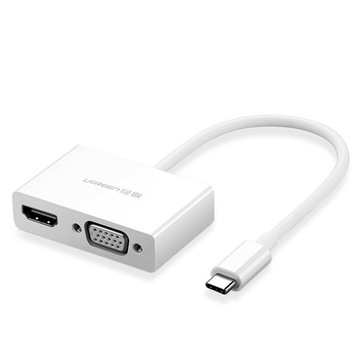 Adapter Ugreen USB-C to HDMI/VGA 4K - biały