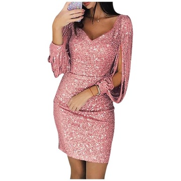 ELEGANCKA SUKIENKA DAMSKA MINI Z CEKINAMI 4XL