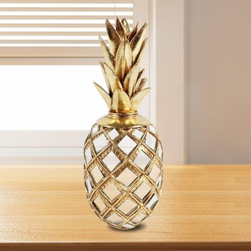 Rzeźba na stół do dekoracji wnętrz Figurka z żywicy Ananas w kolorze złotym