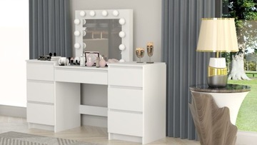 Косметический туалетный столик БЕЛЫЙ с зеркалом с 12 светодиодами и столиком для макияжа BETI8.