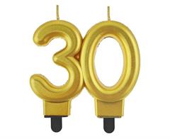 ŚWIECZKA LICZBA 30 ZŁOTA METALICZNA B&C 8CM