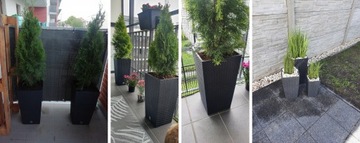 НАБОР ИЗ 3 ЦВЕТОЧНЫХ ГАЗОВ BALCONY GARDEN POWERS ПОДСТАВКА ДЛЯ ЦВЕТОВ ИЗ РОТАНА АНТРАЦИТОВАЯ ВСТАВКА