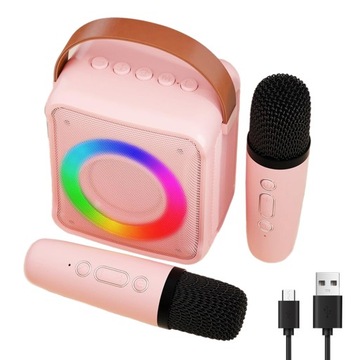GŁOŚNIK MIKROFON KARAOKE DZIECI BLUETOOTH ZESTAW Z 2 MIKROFONY