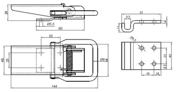 БОКОВОЙ ЗАМОК ПРИЦЕПА, ОЦИНКОВАННЫЙ, С РУЧКОЙ ЗАКРЫТИЯ