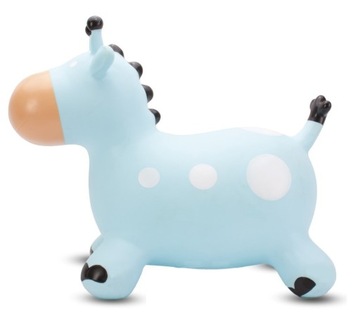 Skoczek gumowy dla dzieci ŻYRAFKA 48 cm niebieski do skakania z pompką