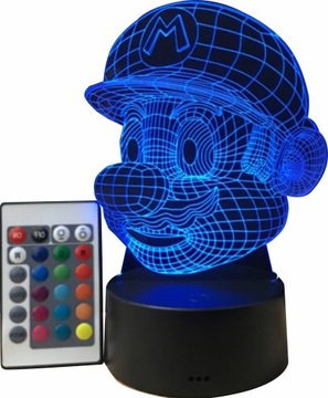 LAMPKA 3D LED Super Mario 16 kolorów RGB