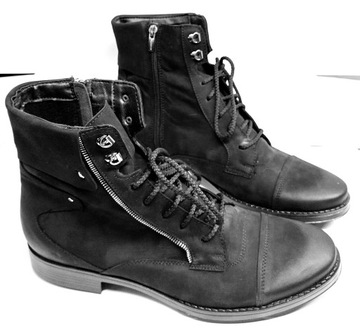K-2663 STYLOWE KOZAKI SZTYBLETY OFICERKI SKÓRA NATURALNA 44