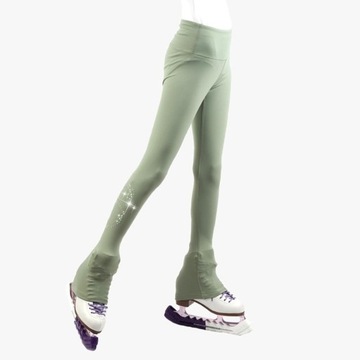 Spodnie do jazdy na łyżwach dla dziewczynek Odzież treningowa Gimnastyka Stretch Ice XS Zielone