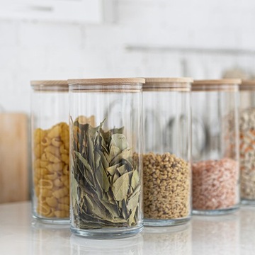 СТЕКЛЯННЫЕ КУХОННЫЕ КОНТЕЙНЕРЫ 3х В20 см ДЛЯ СЫПЫХ ПРОДУКТОВ Еда Для Кладовой