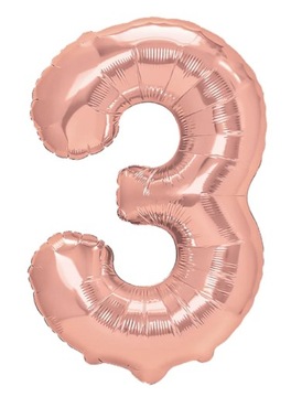 BALON FOLIOWY CYFRA 3 ROSE GOLD RÓŻOWE ZŁOTO 70 CM