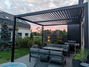 Алюминиевая беседка-пергола 4х4 Антрацит + LED