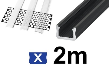 PROFIL ALUMINIOWY do LED X 2M CZARNY z KLOSZEM