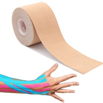 TAŚMA KINEZJOLOGICZNA TAPE TAPING TEJPY 5cm 5m PLASTRY KINESIOTAPING BEŻOWA