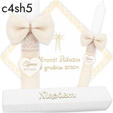 КРЕЩЕННАЯ СВЕЧА, ОДЕЖДА И ВЫШИВКА КРЕЩЕСТВЕННОЙ СВЕЧИ + БЕЛАЯ КОРОБКА в стиле БОХО