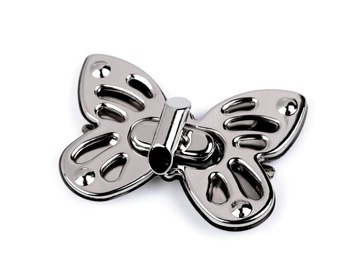 Zapięcie do torebki torby motyl srebrne 37x52mm