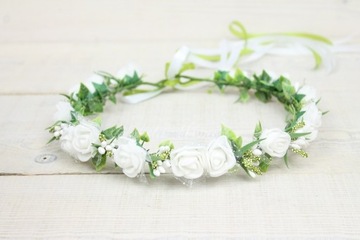 Венок для причастия, стиль бохо, БЕЛЫЙ, розы для причастия