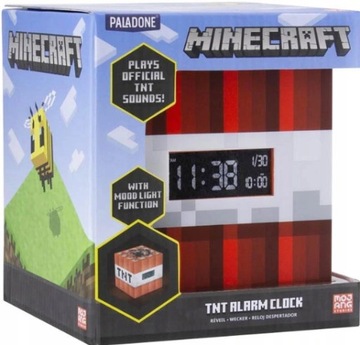 BUDZIK ZEGAR MINECRAFT LAMPKA TNT ORYGINAŁ 3w1
