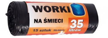 Worki na śmieci uniwersalne czarne mocne 35L 15 szt