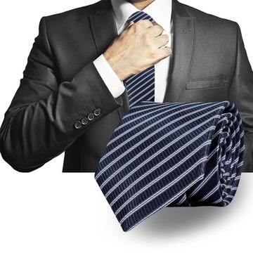 Elegancki krawat męski klasyczny granatowy