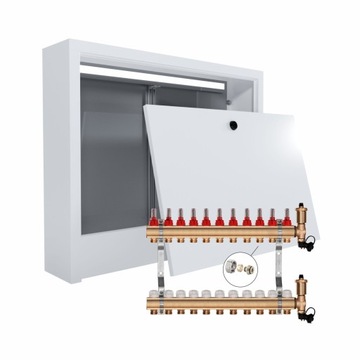 Rozdzielacz do ogrzewania podłogowego 11 + ZŁĄCZKI + SKRZYNKA natynkowa