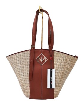 Monnari torebka shopper koszyk brązowa z beżowym