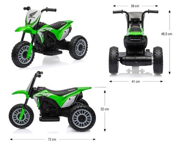 Детский автомобиль на аккумуляторе HONDA CRF Motorcycle Green Milly Mally