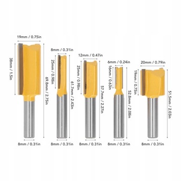 5 шт. ПРЯМОЙ РЕЗАК ДЛЯ ДЕРЕВА, ДЛИННЫЙ 8 мм.