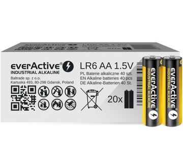 40x BATERIE everActive INDUSTRIAL LR6 R6 AA KARTON