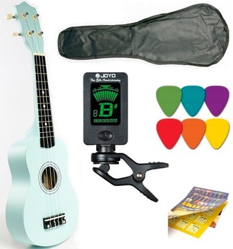 UKULELE SOPRANOWE +POKROWIEC+TUNER+ KOSTKI+ TABELA