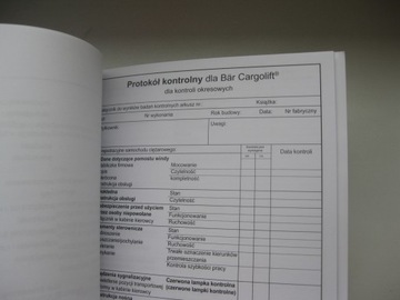 BAR Cargolift, книжка гарантийного обслуживания лифтов