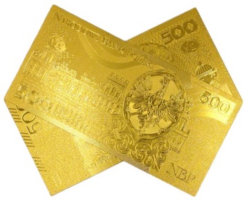 Позолоченная коллекционная банкнота 500 ZŁOTYCH SOBIESKI, золотая версия, УНИКАЛЬНАЯ