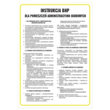 INSTRUKCJA BHP INSTRUKCJA DLA POMIESZCZEŃ ADMINISTRACYJ-BIUROWYCH BHP