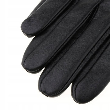 pl Czarne skórzane rękawiczki do jazdy w stylu M