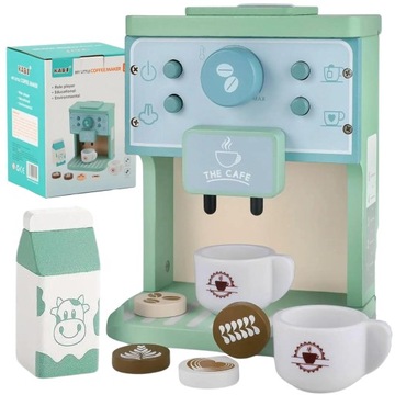 ДЕРЕВЯННАЯ КОФЕМАШИНА ДЛЯ ДЕТЕЙ + АКСЕССУАРЫ ХОРОШАЯ ИГРУШКА НА ПОДАРОК