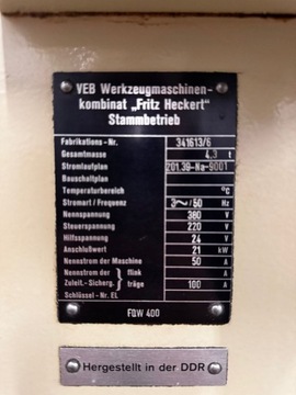 УНИВЕРСАЛЬНЫЙ ФРЕЗЕРНЫЙ СТАНОК WMW HECCERT FQW 400