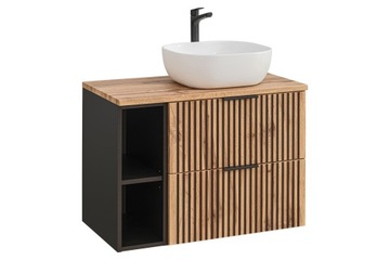 SZAFKA ŁAZIENKOWA Z BLATEM 80 CM DĄB WOTAN+UMYWAL.