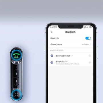 АДАПТЕР ПРИЕМНИКА BASEUS BLUETOOTH BT 5.0 МИНИ-ДЖЕК 3,5 ММ AUX ДЛЯ АВТОМОБИЛЯ