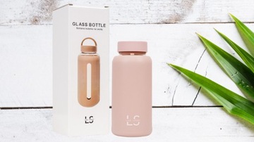 СТЕКЛЯННАЯ БУТЫЛКА ДЛЯ ВОДЫ С ДВУМЯ ПРОБКАМИ LINE SPORT 800 МЛ РОЗОВАЯ