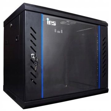 Szafa Rack 9U 600x450 WISZĄCA Czarna Szkło 19'